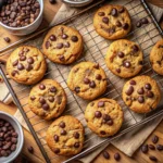 A-plate-of-freshly-baked-air-frye- chocolate-chip-cookies-stacked-neatly