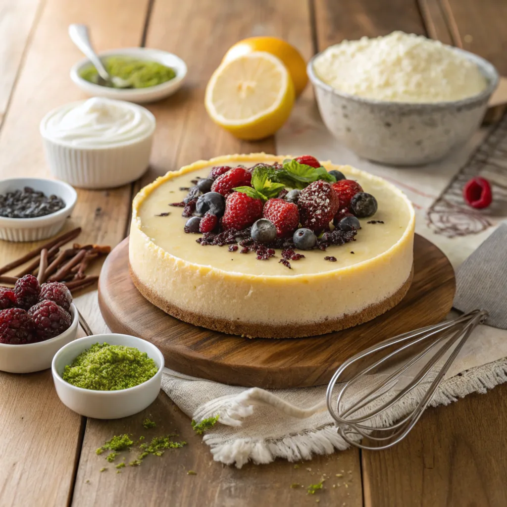 a-delicious-mascarpone-cheesecake-displayed-on-a-r Mascarpone vs Cream Cheese in Cheesecake – What to Know A delicious mascarpone cheesecake