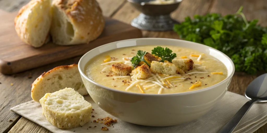 Cheddar Cauliflower and Roasted Garlic Soup