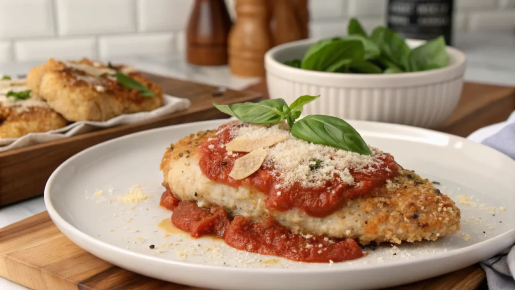 How do you keep breading from falling off chicken Parmesan?