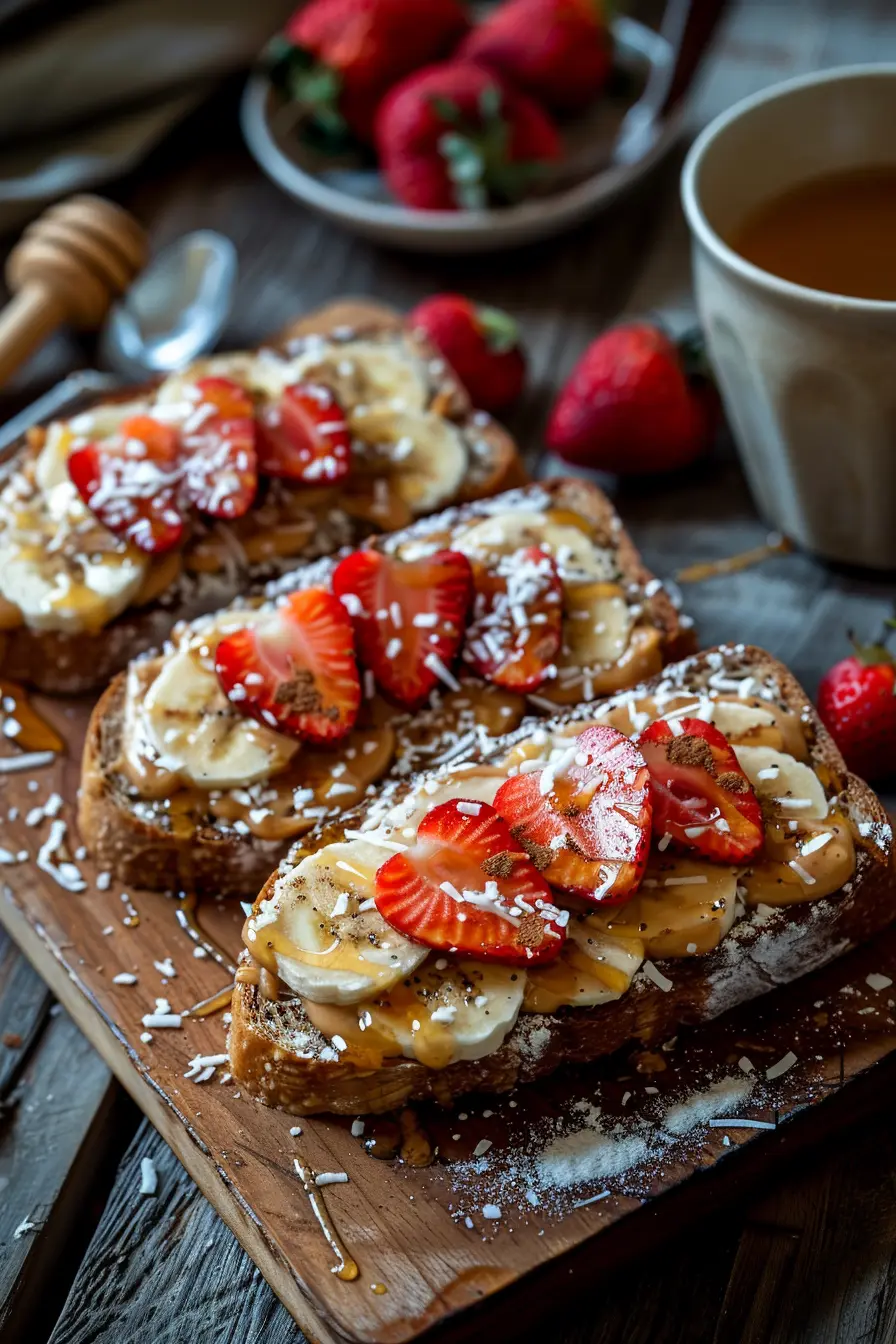 peanut butter toast (2) Peanut Butter Toast with Bananas & Strawberries – A perfect morning treat